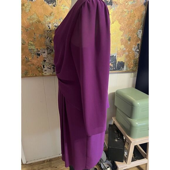 Vintage Ursula of Switzerland Womens Size 16 Raspberry Fancy Dress Twist Front - Picture 5 of 9